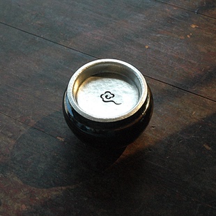 质素堂 云纹落水 民国黑釉陶罐锡盖建水 人文茶道器物 水方 水盂