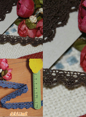 113D  客供 咖啡色 老蓝色小山角棉麻线编织1公分宽1.3元1米