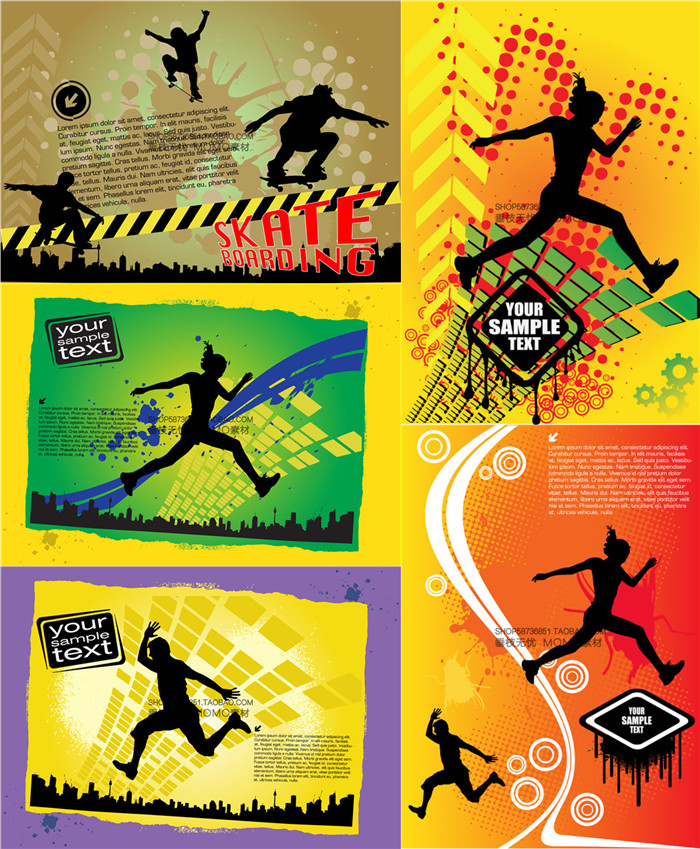 A3083矢量动感活力体育音乐人物插画海报模板 AI设计素材