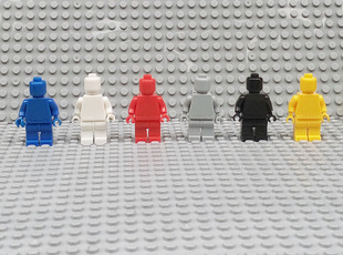 兼容乐高积木人仔素色人仔素体纯色多色创意黑白色灰红黄 得高s牌