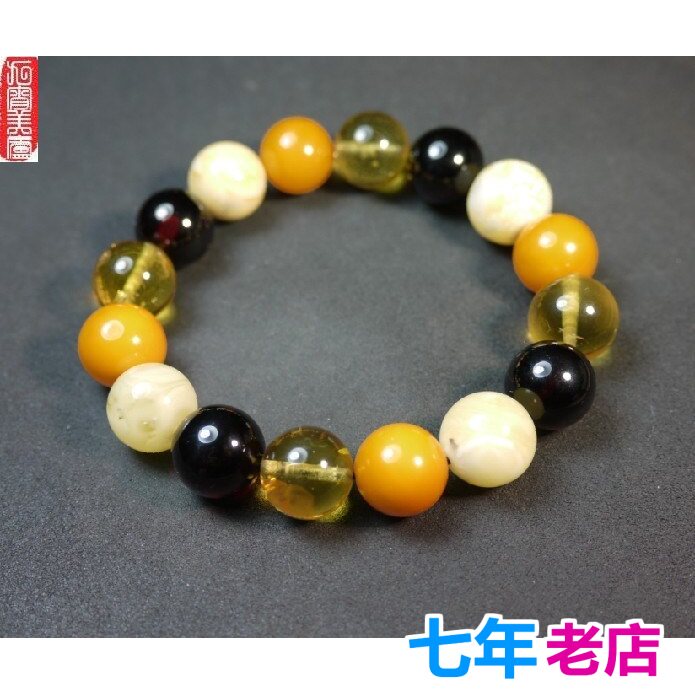 天然琥珀波罗地海油润多宝老蜜蜡原石手串特价饰品16cm十年前的