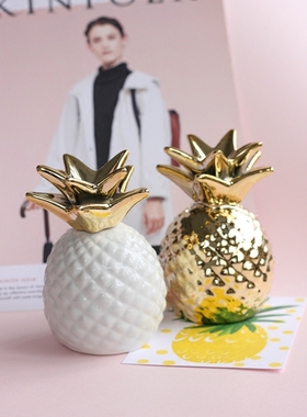 出口北欧风陶瓷菠萝凤梨存钱罐