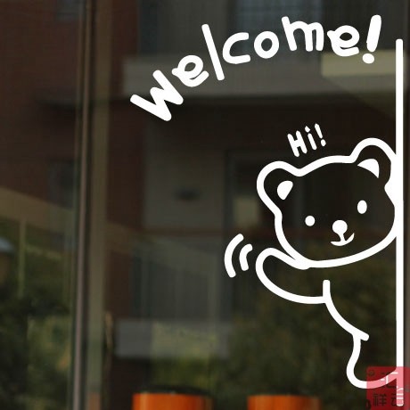 小熊welcome 欢迎光临 玻璃贴墙贴纸 店铺商铺装饰橱窗贴美化|msdalam kategori Aksesori rumah, pelekat, jubin seramik/kaca pelekat - dari Buy2taobao.com untuk memberikan perkhidmatan ejen Taobao profesional membeli