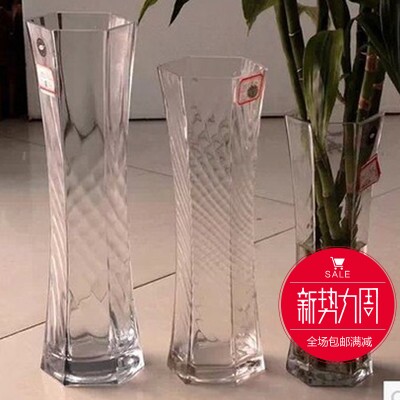 富贵竹花瓶水培植物容器六角六星玻璃花盆现在透明简约透明规格全