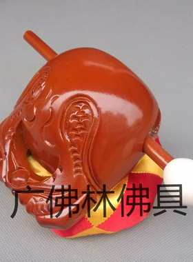 佛具法器木鱼黄色棕色香樟木柚木木鱼纯实木配垫子棒子4寸5寸6寸