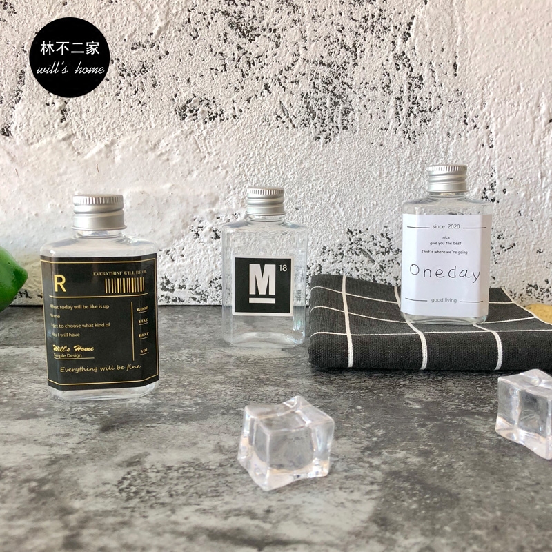 ins北欧风化妆品旅行分装瓶小容量80ml透明方瓶铝盖瓶塑料瓶子