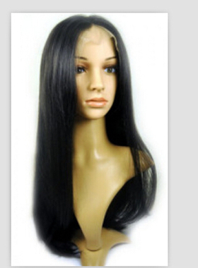 前蕾丝 黑色 中长 时装假发