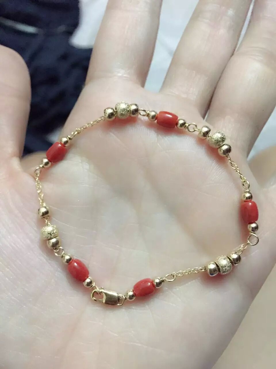 菲律宾k金珠成人红色桶珠不褪色不过敏自留送闺蜜好礼手串手链