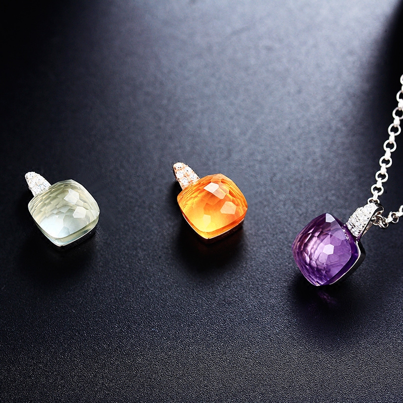 小肥珠宝吊坠项链绿水晶糖果