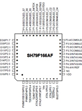 中颖电表MCU SH79F166A LQFP44节能(ES)单片机