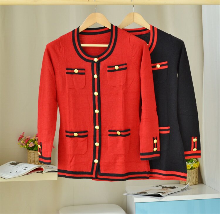 ge地家砖柜时尚香风女装开衫拼色秋冬羊毛保暖开襟毛衣外套包邮在类目 女装/女士精品, 毛针织衫中 - 来自Buy2taobao.com提供专业的淘宝代购服务