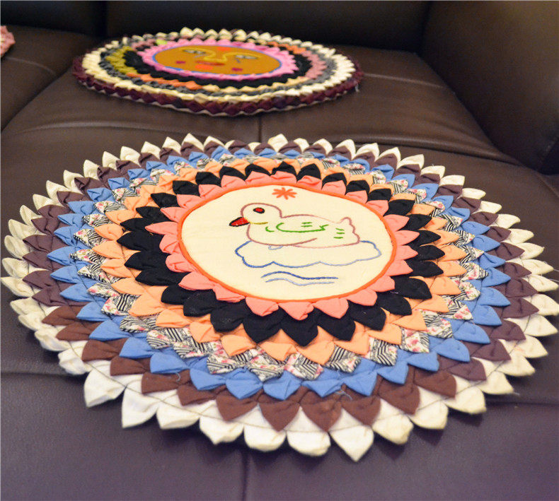 泰国布艺坐垫蒲团圆形东南亚风格手工圆莲花坐垫动物沙发垫椅垫