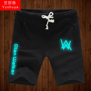 DJ电音Faded五分短裤 Alan 子男士 夜光卫裤 荧光 Walker艾伦沃克短裤