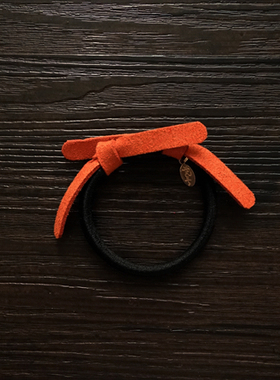 日本韩国新款麂皮绒简约双蝴蝶结发圈皮筋头绳彩色发绳万圣节少女