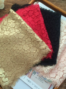 WM1睫毛弯弯华丽版金色黑色粉色玫红黑色睫毛蕾丝花边辅料宽20cm