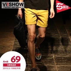 Viishow summer thin slim cotton shorts men's casual tide three points straight leg pants trousers