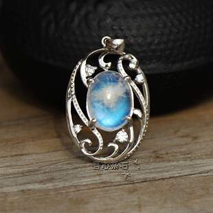 【系石苑推荐】精工925纯银镶锆石天然水晶月光石盘花个性吊坠