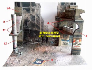 1比35 25伊拉克反恐战争巴格达喀布尔城市废墟城市街道场景模型