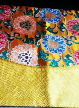 礼品 南京云锦送老外南京特产纯手工黄色花纹云锦精品靠垫 枕头套