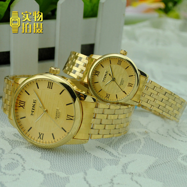 包邮米可mike手表全金色手表/韩版商务情侣对表电镀腕表