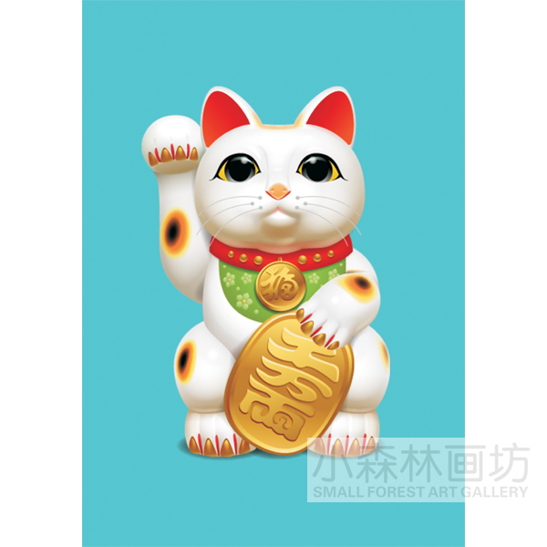 招财猫千万两装饰画甜品店餐厅饭店个性小清新海报创意挂画墙画芯图片