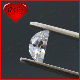 月亮形锆石裸石 白色半月形人造CZ钻石镶嵌 水晶散珠配件DIY