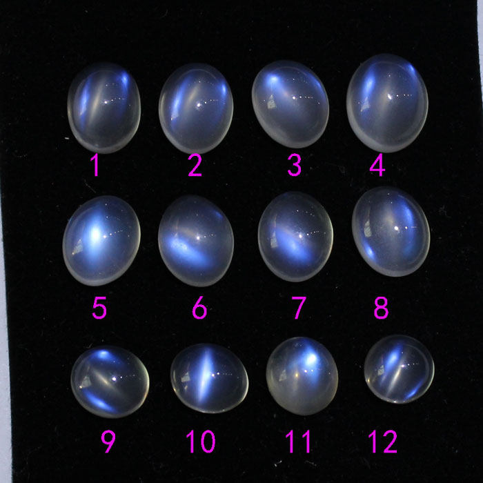 彩色宝石  玻璃体 天然蓝色 月光石 裸石 8*10mm  现货 包快递