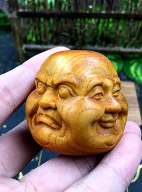 太行山四面佛喜怒哀乐木质工艺品