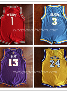 正品稀有款 篮球爬行服 儿童篮球哈衣 婴儿连体爬服 胶印球衣