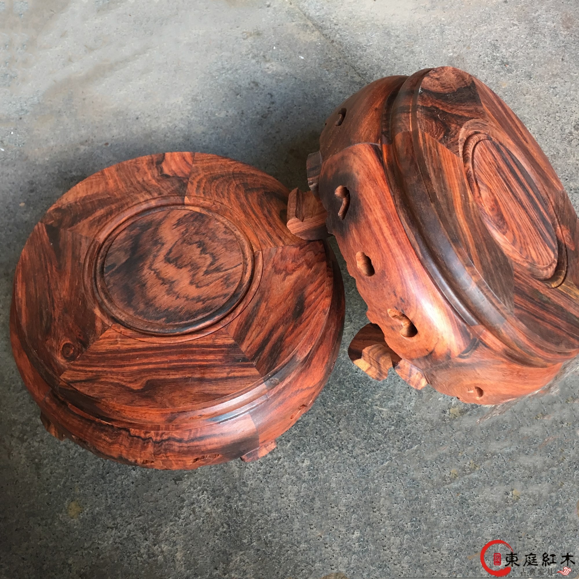 大红酸枝越南红木圆形底座架实木托架摆件玉石头座花架子小号大号