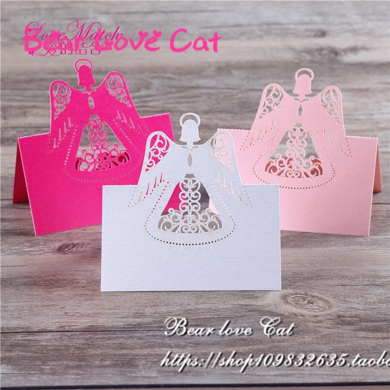 神秘天使婚庆生日卡桌牌婚宴桌卡台卡婚礼创意镂空卡席位卡 30张