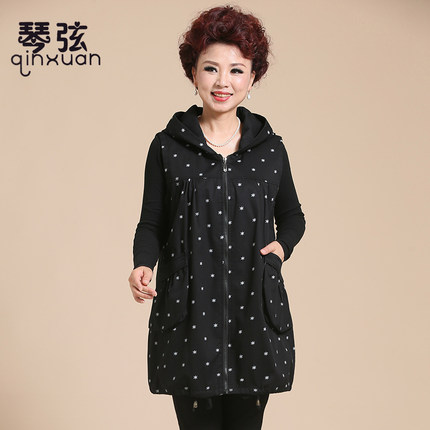 琴弦<em>中老年马甲</em>女<em>春秋</em>大码<em>连帽马夹</em>背心宽松中
