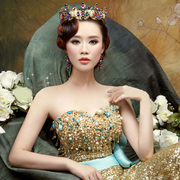 Nice ornaments of Baroque beauty queen Crown wedding bridal tiara earrings set color ring hair accessory