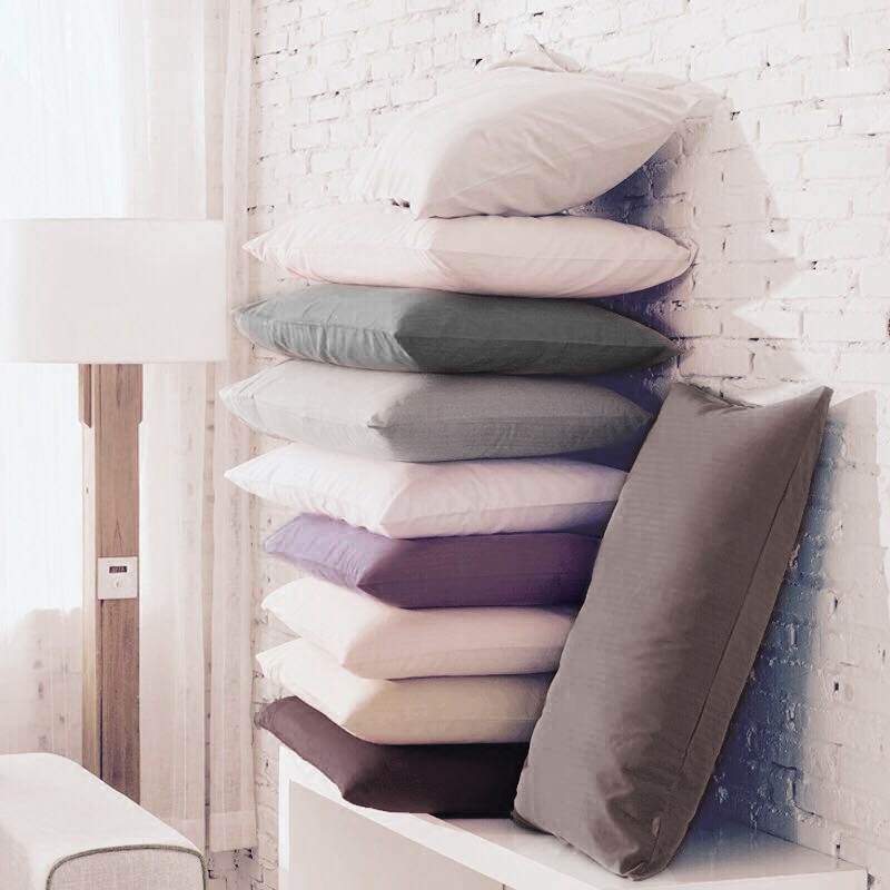 包邮纯棉全棉纯色素色缎条埃及棉贡缎AB版单人北欧简约枕套枕袋