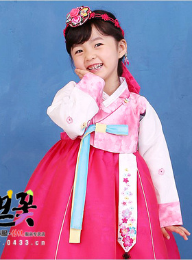 韩国传统女童韩服朝鲜族女宝宝一周岁生日礼服女孩儿童韩服E01370