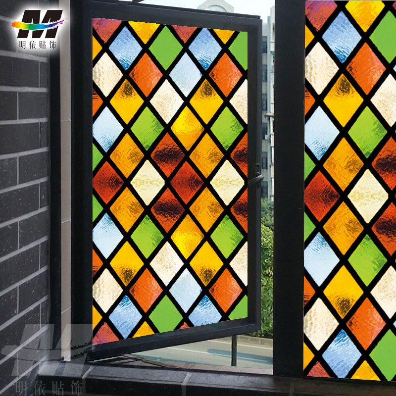 玻璃贴定做蒂凡尼彩绘浴室移门