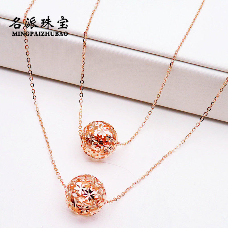Manzhouli MINGPAI Jewellery Russia 585 Zijin 14K Rose Gold New products fashion Hollow Pellet Necklacein the Jewelry/Diamond/Jade/Gold , K gold jewelry, Choker category - from Buy2taobao.com to provide professional Taobao agent buy service