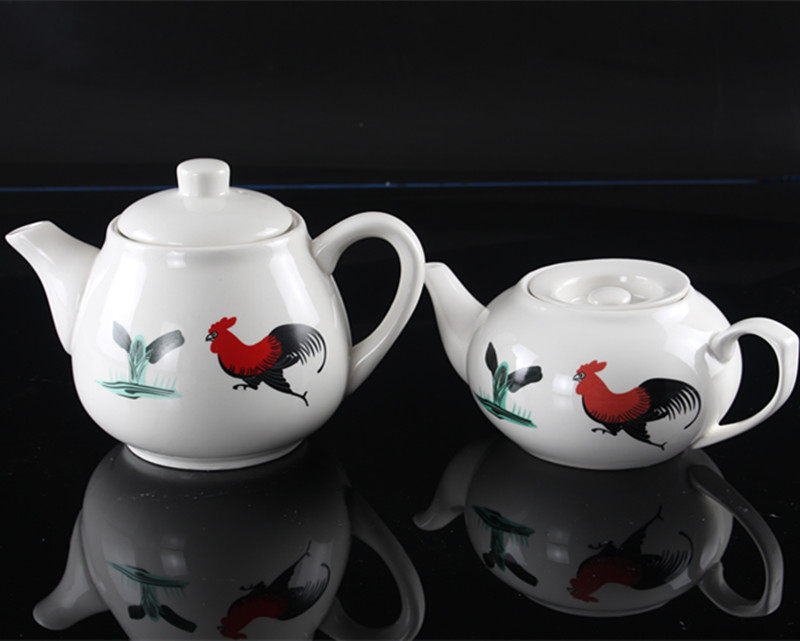 公鸡柿壶桐壶酒店餐厅实用怀旧传统白色陶瓷公鸡平嘴茶水柿壶桐壶