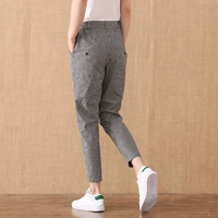 Quần linen nữ chín điểm lỏng lẻo phần mỏng giảm béo hoang dã đàn hồi eo cotton chân harem quần mùa hè sóng mới - Quần Harem các kiểu quần nữ đẹp