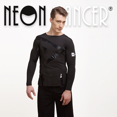 NEON DANCER 男士专业拉丁舞服 长袖练习表演上衣 艺考服装