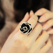 Nano Korea Jewelry Diamond-black roses opening rings ring girls 1278