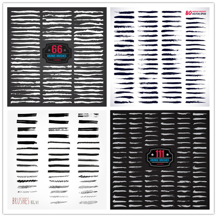 A2352矢量涂鸦水墨风格线条纹理模板 AI设计素材