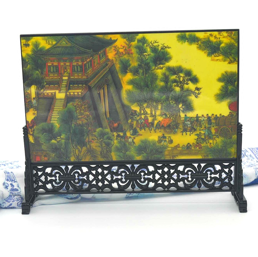 新中式民族漆器小屏风中国风仿古家具装饰品客厅书房办公桌面摆件