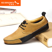 Red Dragonfly leather men's shoes, spring 2015 new authentic fashion Korean leisure mixed colors men's shoes