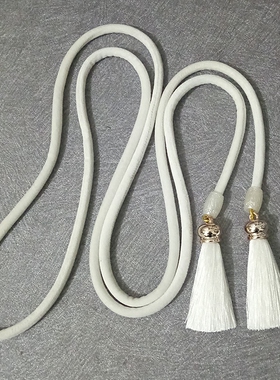 韩版纯手工流苏羽绒服连衣裙腰带