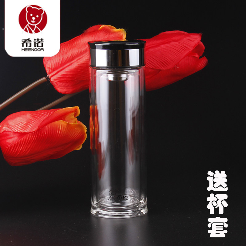 透明高档时尚水晶泡茶双层玻璃杯图片