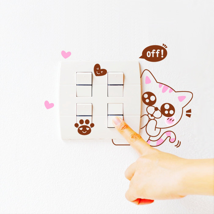 墙贴开关贴躲猫猫创意客厅卧室卡通笔记本墙壁随意贴纸寝室宿舍