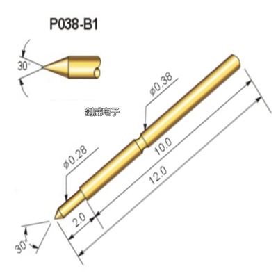 华荣探针 P038-B (0000#) PCB测试针、0.38mm顶针弹