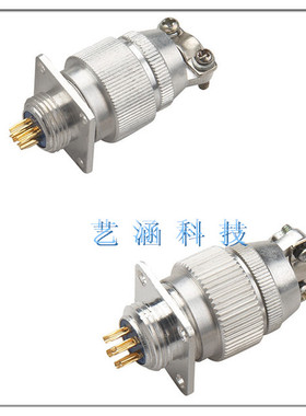 航空插头插座接插件Y4-3芯4芯5芯7芯/Y4M-4TK方形法兰螺纹连接器