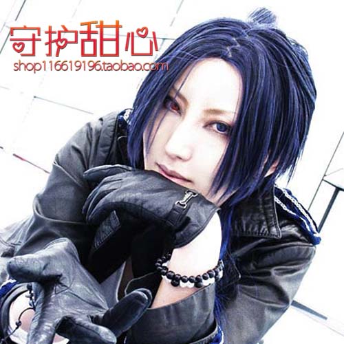 守护甜心家庭教师 十年后六道骸 墨蓝色收脸假毛现货cosplay假发